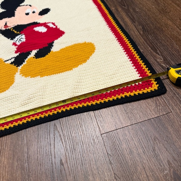 Cute Mickey Mouse Disney Throw Blanket 90s Handmade Crocheted 47”x38”